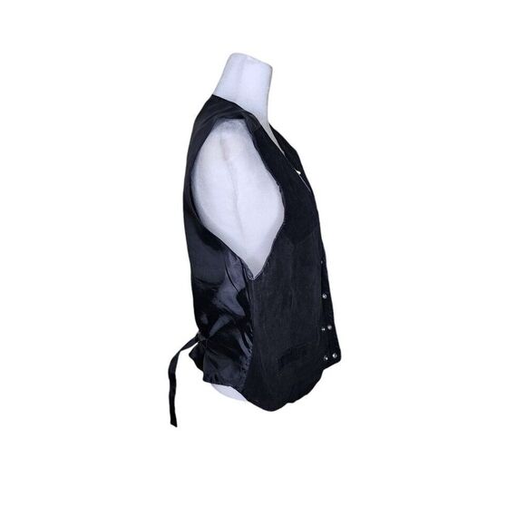Vintage 90s Leather Suede Vest Mens Size L Black - Picture 2 of 8